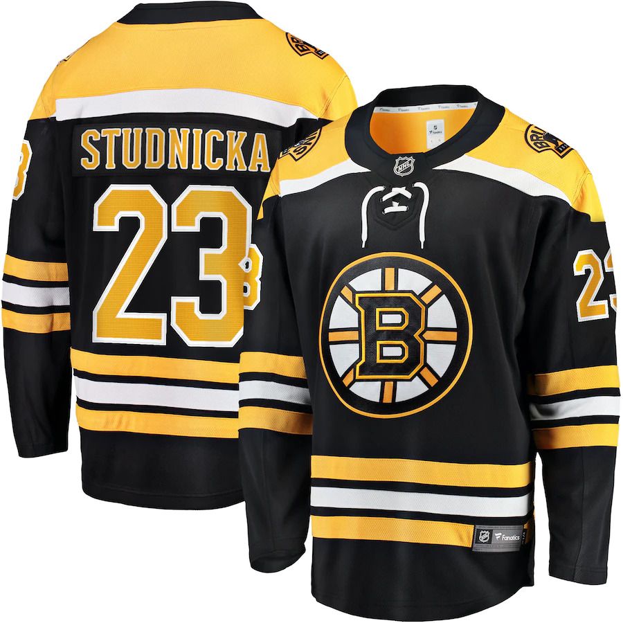 Men Boston Bruins #23 Jack Studnicka Fanatics Branded Black Home Breakaway Player NHL Jersey->boston bruins->NHL Jersey